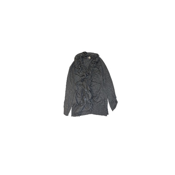 Anthropologie Moth Grey Ruffle Front Cardigan - Women’s Size Medium - Picture 1 of 8